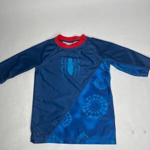 Marvel Spider-Man Swim Shirt Kids, Athletic Shirt Size S 6 / 7 Blue Short Sleeve